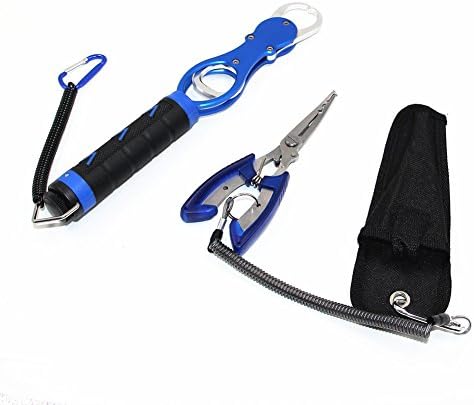 Fishing Tackle Fish Gripper Stainless Steel Portable Fishing Plier Scissors Fishing Accessaries Tool Set (Pack of 2)
