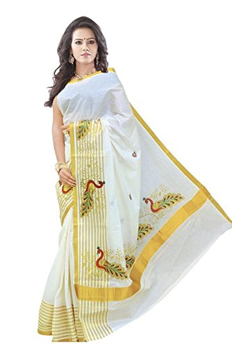 cotton kerala kasavu zari saree with running blouse