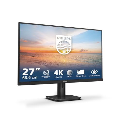Philips 27E1N1800A - Monitor Ultra HD da 27 pollici, altoparlante, HDR10 (3840x2160, 60 Hz, HDMI 2.0, DisplayPort 1.4) 2023, nero, altoparlante integrato