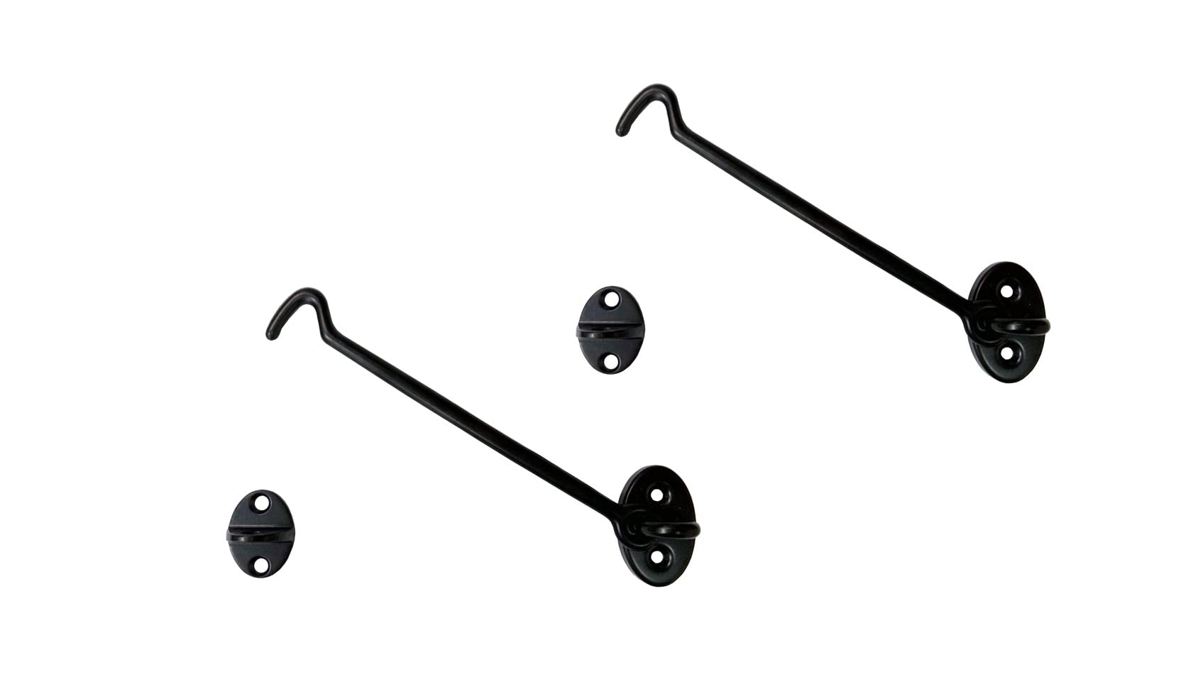 QCAA Heavier Duty Brass Door Hook Latch & Eye, 6", Matte Black, 2 Pack
