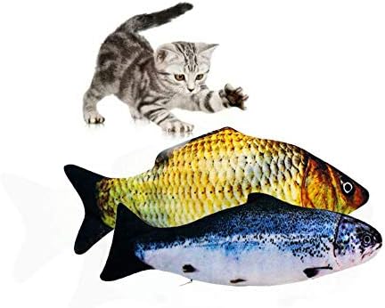 Todwalk 猫 おもちゃ 2枚電動魚 動く魚おもちゃ 猫用 ぬいぐるみ 電気猫用おもちゃ 猫運動不足 ストレス解消 歯磨きおもちゃ ペットおもちゃ Usb充電式