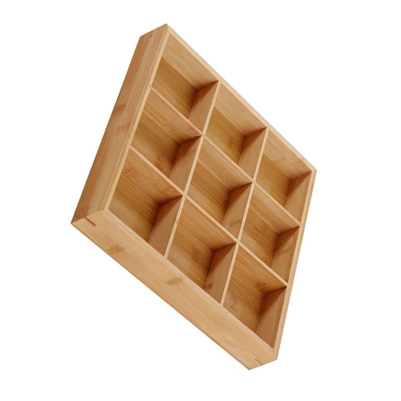 Wooden Serving Tray Multi Compartments Eco-Friendly Divided Wooden Tray for Sushi Platter (9 Compartments)