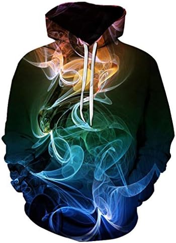 معطف سويت شيرت رجالي بطباعة ثلاثية الأبعاد سترة بلوفر بقلنسوة وأكمام طويلة للرجال L اسود Amazon Ae