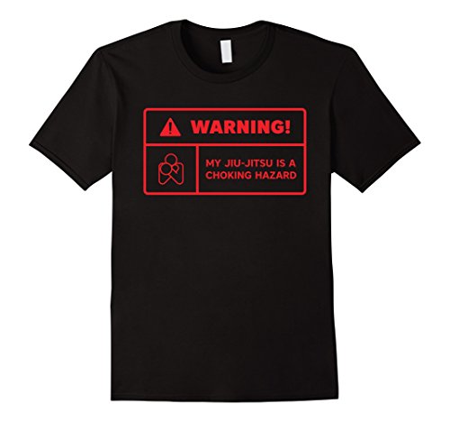 Men's Warning Choking Label BJJ Tee Brazilian Jiu Jitsu T Shirt Large Black