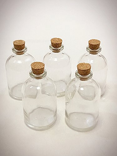 Ben Collection 3" Decorative Round Glass Bottle with Cork Top - Set of 12 bottles (Clear) - Thumbnail 2