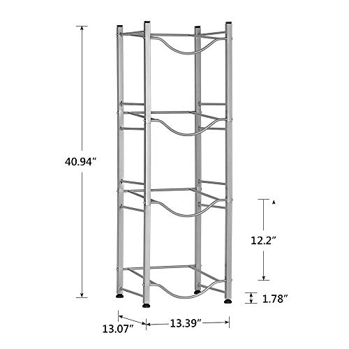 Water Bottle Holder Water Cooler Jug Rack 5 Gallon Jug Holder 4-Tier Water Bottle Storage Rack Water Shelf Water Bottle Rack Save Space for Home Office Organization, Sliver