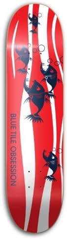 Blue Tile Obsession "BTO Pool" Park Skateboard Deck, 8.0 x 31.50-Inch/14-Inch WB, Red/White