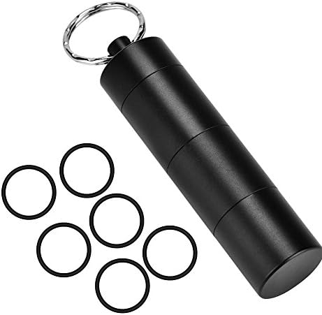 VGEBY Pills Holders, Stainless Steel Waterproof Travel Pills Case Bottle Keychain Survivals Pills Box Organizer Container with 6 Sealing Rings