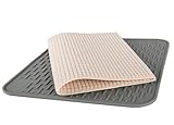 Premium Silicon Dish Drying Mat 17½ by 15½ inch, plus Reversible Microfiber Dish Drying Pad 20
