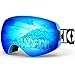 ZIONOR X7 Ski Snowboard Snow Goggles for Men Women Anti-fog UV Protection Spherical Dual Lens Design (VLT 13.67% Blue Frame Revo Blue Lens)