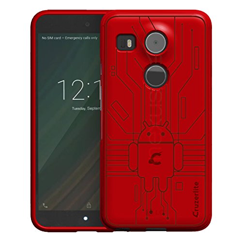 Nexus 5X Case, Cruzerlite Bugdroid Circuit Case Compatible for LG Nexus 5X - Red