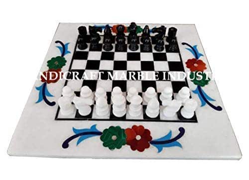 Amazon Com White Marble Chess Board 18 X 18 Inch With Marble Chess Pieces Chess Players Shout Crossword Clue Chess Piece Names Chess Unblocked Handmade Products