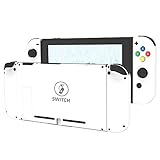 BASSTOP DIY Replacement Housing Shell Case Set for Switch NS NX Console and Right Left Switch Joy-Con Controller Without Electronics (White Set)