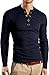 Grin&Bear slim fit henley V with buttons, long, navy, M, BH114