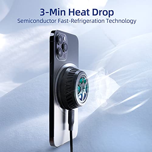 Phone Cooler Magnetic Wireless Charger: 15W Portable Fast Charging Pad Cooling Fan - Phone Radiator Compatible with Magsafe iPhone 13/12/Pro/Pro Max/Mini - Accessory for Gaming Live Streaming Vlog