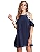 MakeMeChic Women's Cold Shoulder Casual Chiffon Summer Beach Dress Navy M