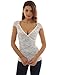 PattyBoutik Women V Neck Lace Overlay Lined Top