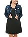 uxcell Women Plus Size Button Closed Cropped Denim Jacket Dark Blue 1X