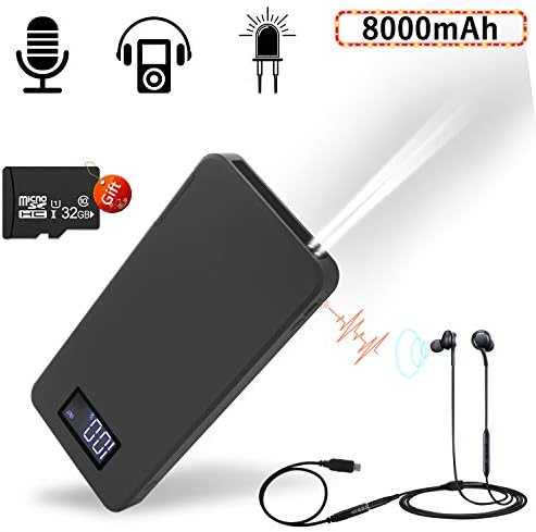 Voice Recorder, Anviker 8000mAh Great Battery Life Up to 35 Days Digital Voice Recording & Mp3 Play Function Portable Power Bank for Class, Meeting, Lectures(Include 32GB SD Card)