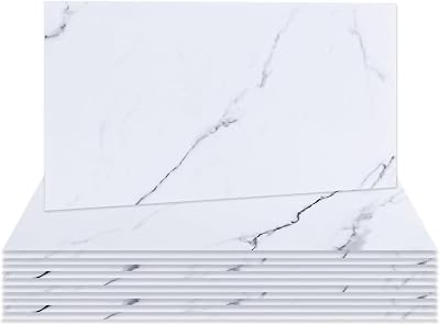 Hode Marble White Self Adhesive Tile Stickers 12 pcs 15x30 cm Glossy