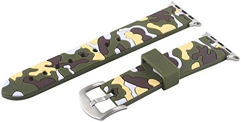 EAXUN Apple Watch Band Camouflage Sport Loop 42mm with Soft Silicone Rubber Watch Strap Camo for iWatch Series 1 Series 2 (Camo Green)