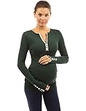 PattyBoutik Mama Notch Neck Trim Button Maternity Top