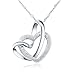 ELBONTEK 100% 925 Sterling Silver Loving You A Lifetime Interlocking Crafted Heart Shape Pendant Necklace (Heart 18inch)