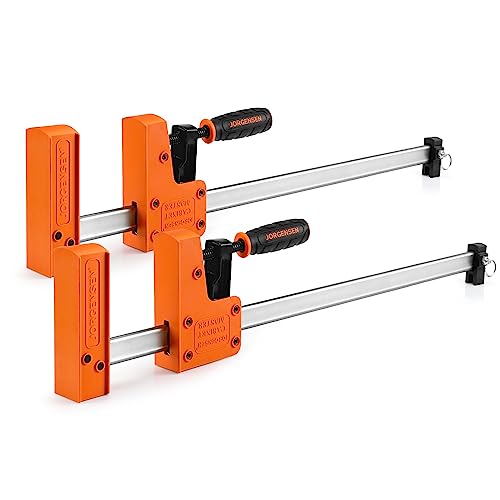 JORGENSEN Set of 2 Steel and Nylon Single Hand Clamps for Precise Fixing, Clamp Width 600 mm, Maximum Clamping Force 680 kg, Stretch Range up to 770 mm