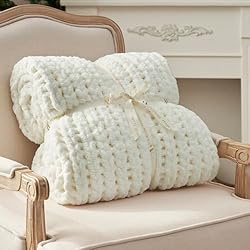 Amélie Home Chunky Knit Blanket Throw, Thick Soft