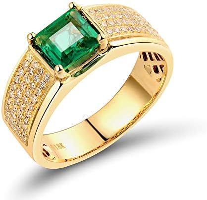 Lanmi 鑑別書付 煌き天然 深緑のエメラルド ダイヤモンド 指輪 K18 イエローゴールド リング レディース プレゼント ギフト 5月誕生石