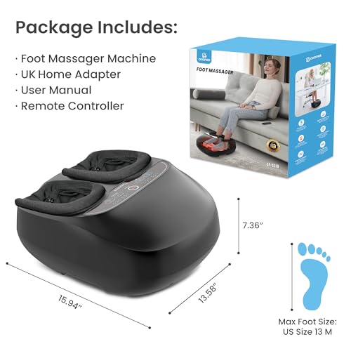 COMFIER Foot Massager with Heat, Compression & Vibration Shiatsu Feet Massager for Plantar Fasciitis, Neuropathy, Electric Foot Warmer Remote Control, Gifts for Women, Men