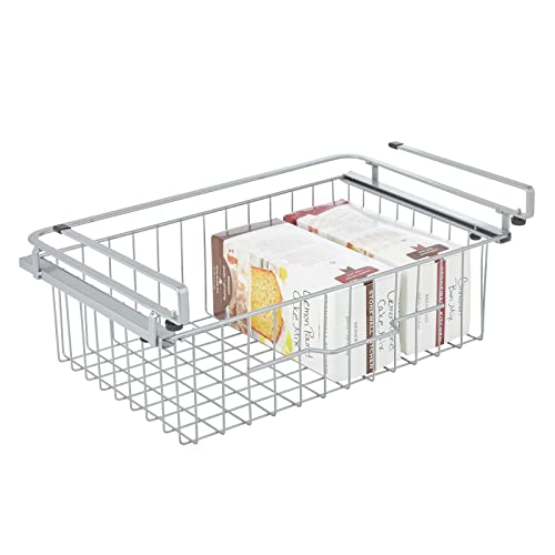 mDesign Large Metal Wire Hanging Pullout Drawer Basket Sliding Under