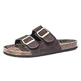 Muk Luks Men's Parker Duo Starpped Brown Slide Sandal