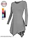 [DRSKIN] Women Handkerchief Hem Long Sleeve Tunic Top (XL, Gray)