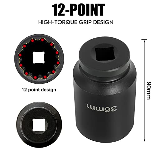 TYFYB Impact Socket Set,1/2 inch Drive Spindle Axle Nut Socket Set 4PC