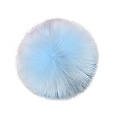 Iuhan DIY Faux Fox Fur Fluffy Pompom Ball for Knitting Hat Hat Accessories Keychain (Blue)