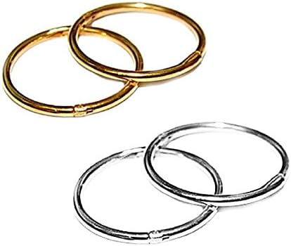 Two pair SET, Gold & Silver Hingee Hoops, 12mm, silver & 22K gold over silver All Day Sleeperss
