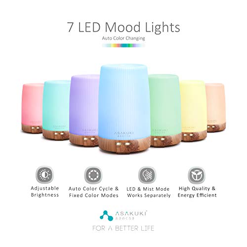 ASAKUKI 100ml Essential Oil Diffuser, 5 in 1 Ultrasonic Aromatherapy