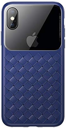 SUNLMG Super Soft Phone Case for iPhone Xs MAX Luxury Grid Weaving Cases for iPhone Xs XS Max,Blue,XS