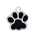 Housweety 10PCs Silver Tone Black Enamel Dog Paw Pendants 18x17mm