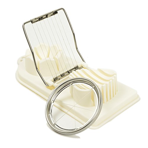 LoveDeal 2 in 1 Egg Slicer, Boiled Egg Dicer & Wedger Cutter Sectioner, 304 Stainless Steel Cutting Wire, Great for Eggs and Small Fruits White