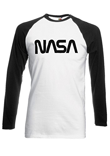 NASA National Space Galaxy Novelty Black/White Men Women Unisex Long Sleeve Baseball T Shirt 