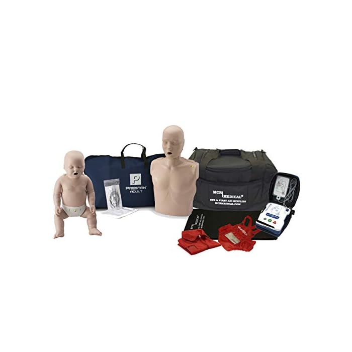 Prestan Adult and Infant CPR Manikin with Feedback, Prestan AED UltraTrainer, MCR Accessories & Carry Bag