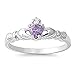 CHOOSE YOUR COLOR Sterling Silver Claddagh Heart Promise Ring