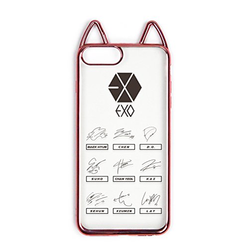 Fanstown kpop electroplate pink frame clear silicon rub…