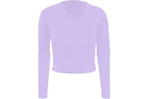 EASTBUDDY Ballet Wrap Top Dance Cotton Long Sleeve Self Tie Cardigan for Girls