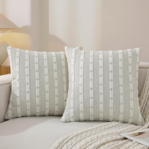 Tufted Chenille Throw Pillow Covers 24x24 Blue