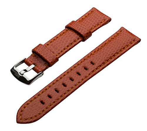 SWISS REIMAGINED Watch Band Orange Leather Polished Stainless Steel Buckle 18mm