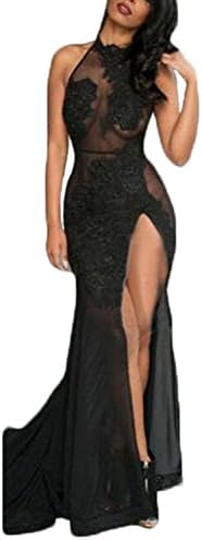 2018 See Through Lace Mermaid Prom Dresses For Women Long Sexy Side Slit Leg