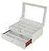 12 Piece Large White Leatherette Eyeglass Sunglass Two Level Glasses Display Case with Drawer Storage Box